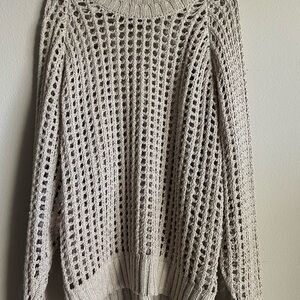 IRO Cream Open-Knit Turtleneck Sweater